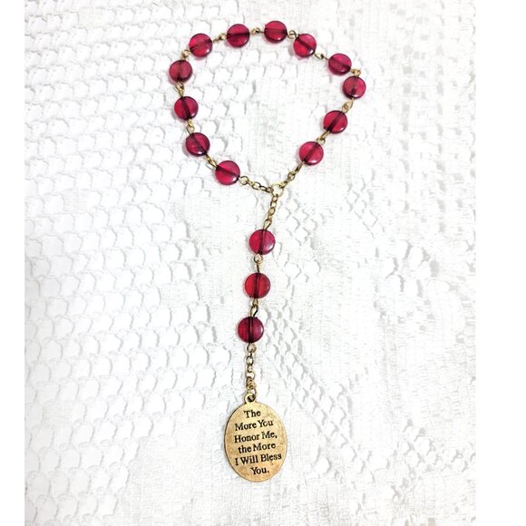 ✝️Red Chaplet Of Infant Jesus Of Prague Acrylic Prayer Bead Chaplet Keepsake ✝️ - Picture 2 of 3